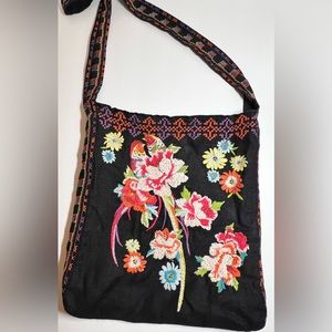Johnny Was Linen Embroidered Bag